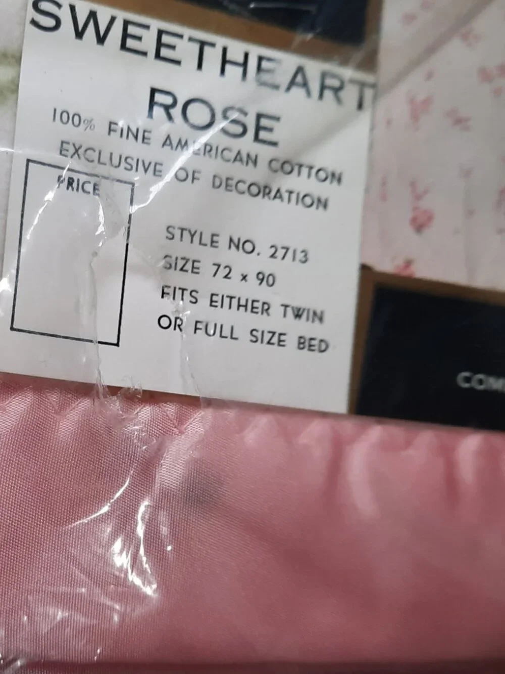 VTG Fieldcrest Sweetheart Rose Blanket Pink Trim, Twin 72x90 USA NIP Grannycore